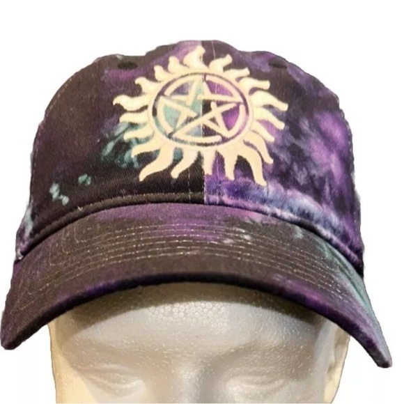 Supernatural Anti-Possession Symbol Galaxy Dad Cap Tie Dye Hat New Bioworld - Picture 2 of 5